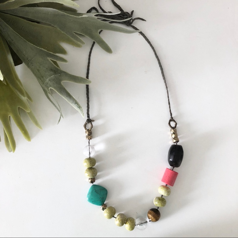 Geometric Natural Gemstone Necklace